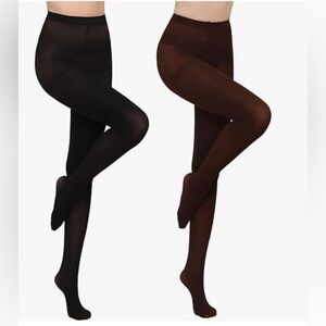 Wakuna 2 Pairs Semi Opaque Tights Black & Coffee Top 40D Microfiber Legg…